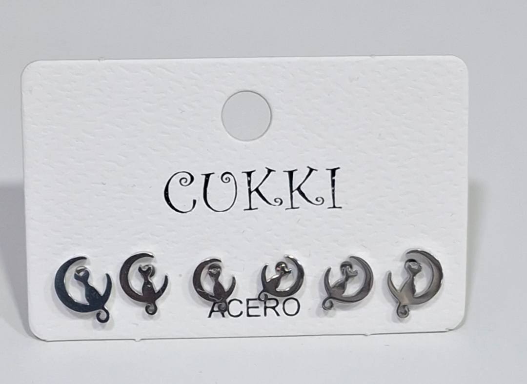 Brincos 3 pares Gatinhos