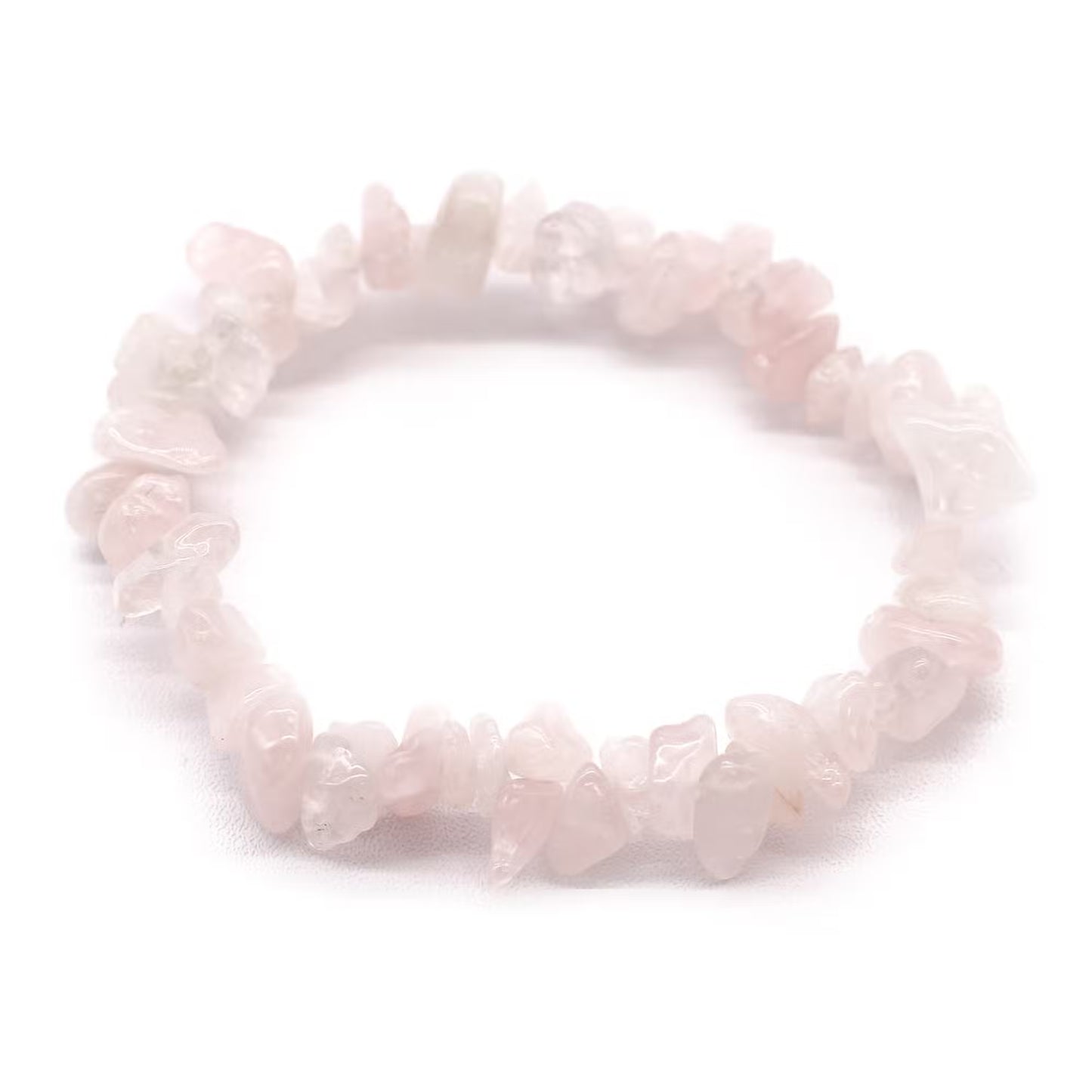 1 Pulseira com Fragmento de Pedra Preciosa - Quartzo Rosa (Chip)