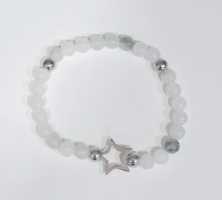 Pulseira com pedra natural Jade Branca
