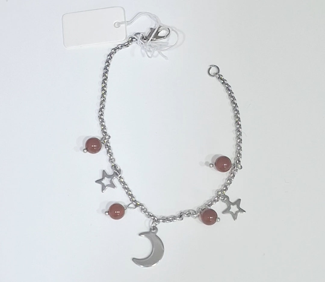 Pulseira com pedra natural Ágata Fogo