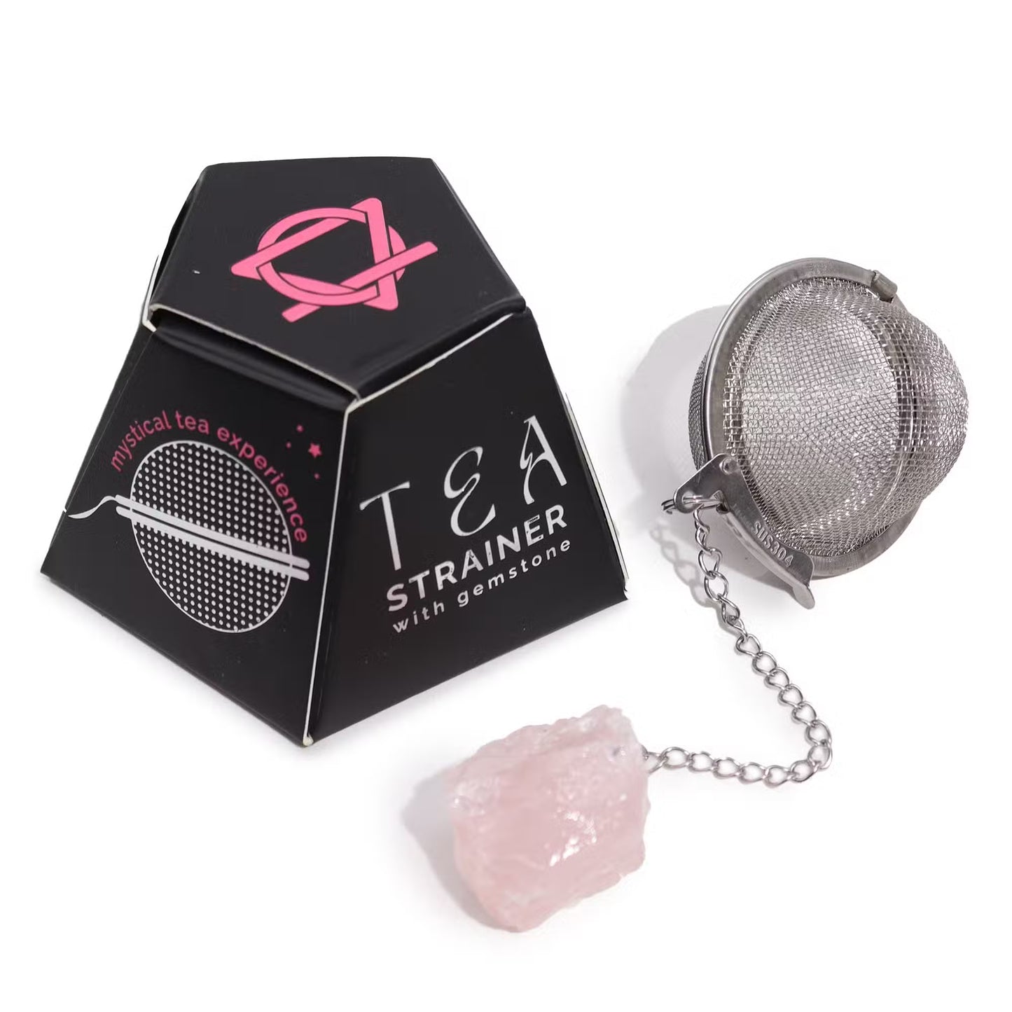 1x coador de Chá de Cristal Bruto - Quartzo Rosa