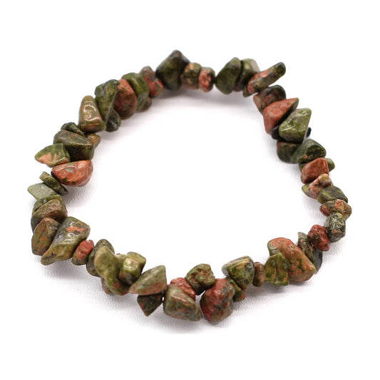 1 Pulseira com Fragmento de Pedra Preciosa - Jaspe Verde (Chip)