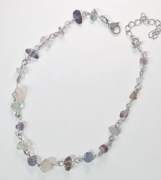 Pulseira de pé com pedra natural Fluorita