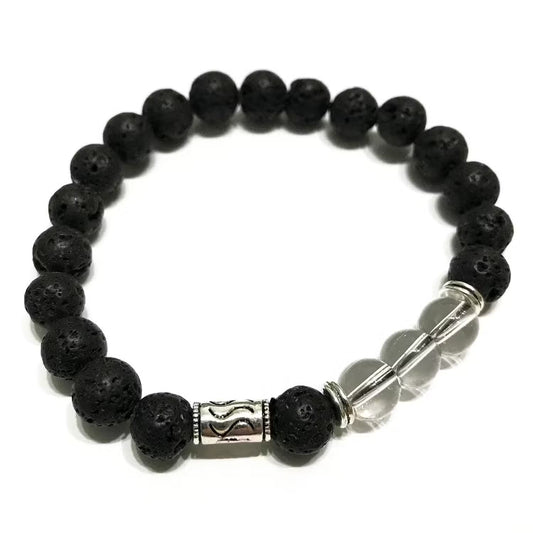 1 Pulseira de Pedra Vulcânica - Tribal - Quartzo Branco