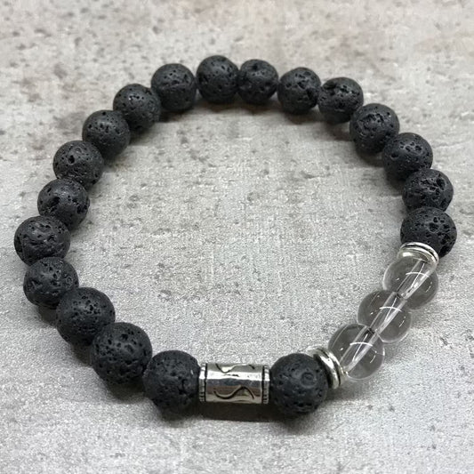 1 Pulseira de Pedra Vulcânica - Tribal - Quartzo Branco