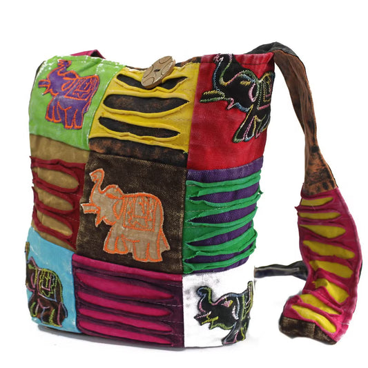 1x Bolsa Étnica Estilo Hippie - Chocolate / Elefante
