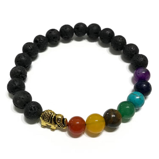 1 Pulseira de Pedra Vulcânica - Elefante - Chakra