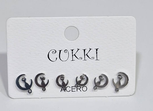 Brincos 3 pares Gatinhos