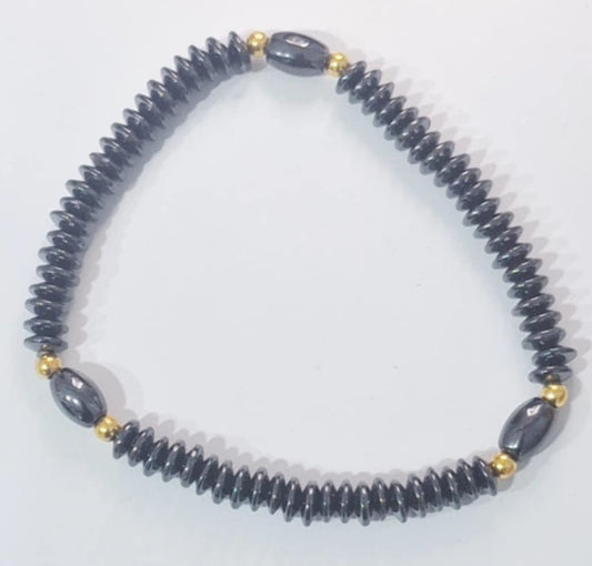 Pulseira de pé com pedra natural Hematita Magnética