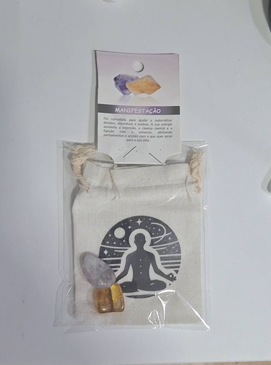 Bolsa com pedras naturais e saco de tecido - Manifestação