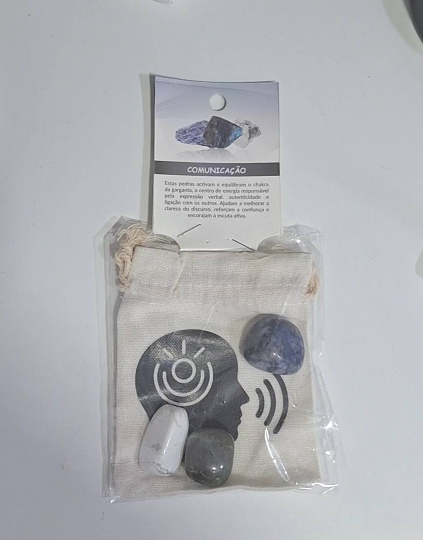 Bolsa com pedras naturais e saco de tecido - Comunicação