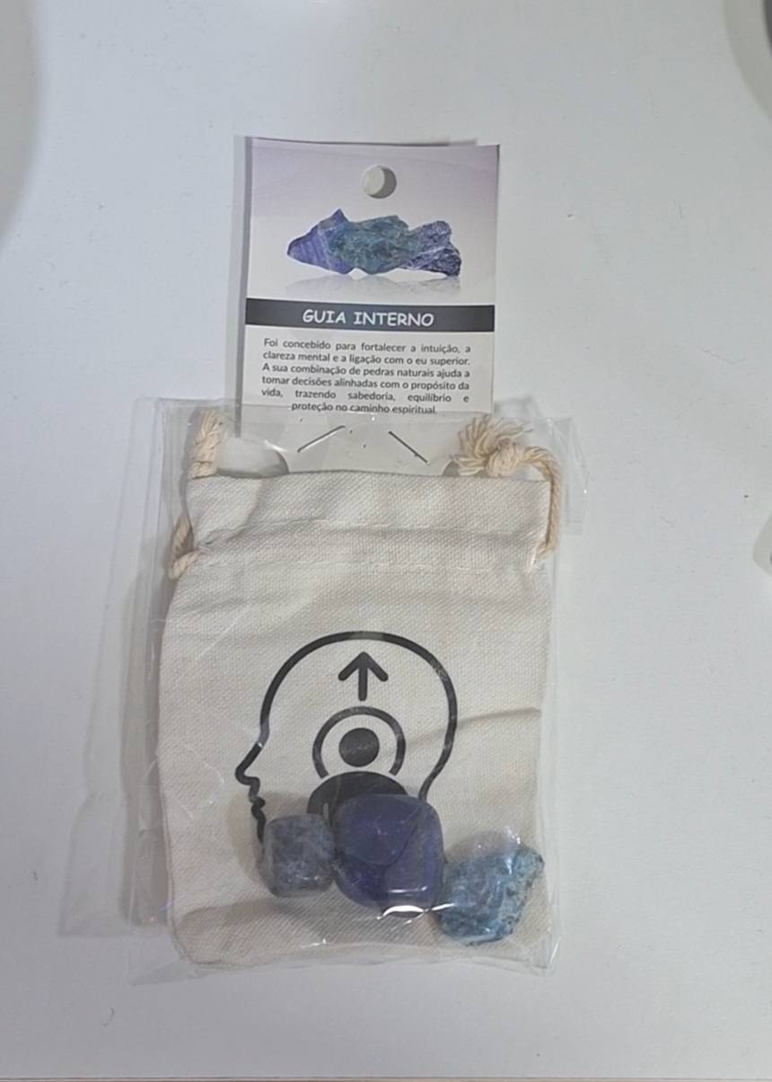 Bolsa com pedras naturais e saco de tecido - Guia Interno