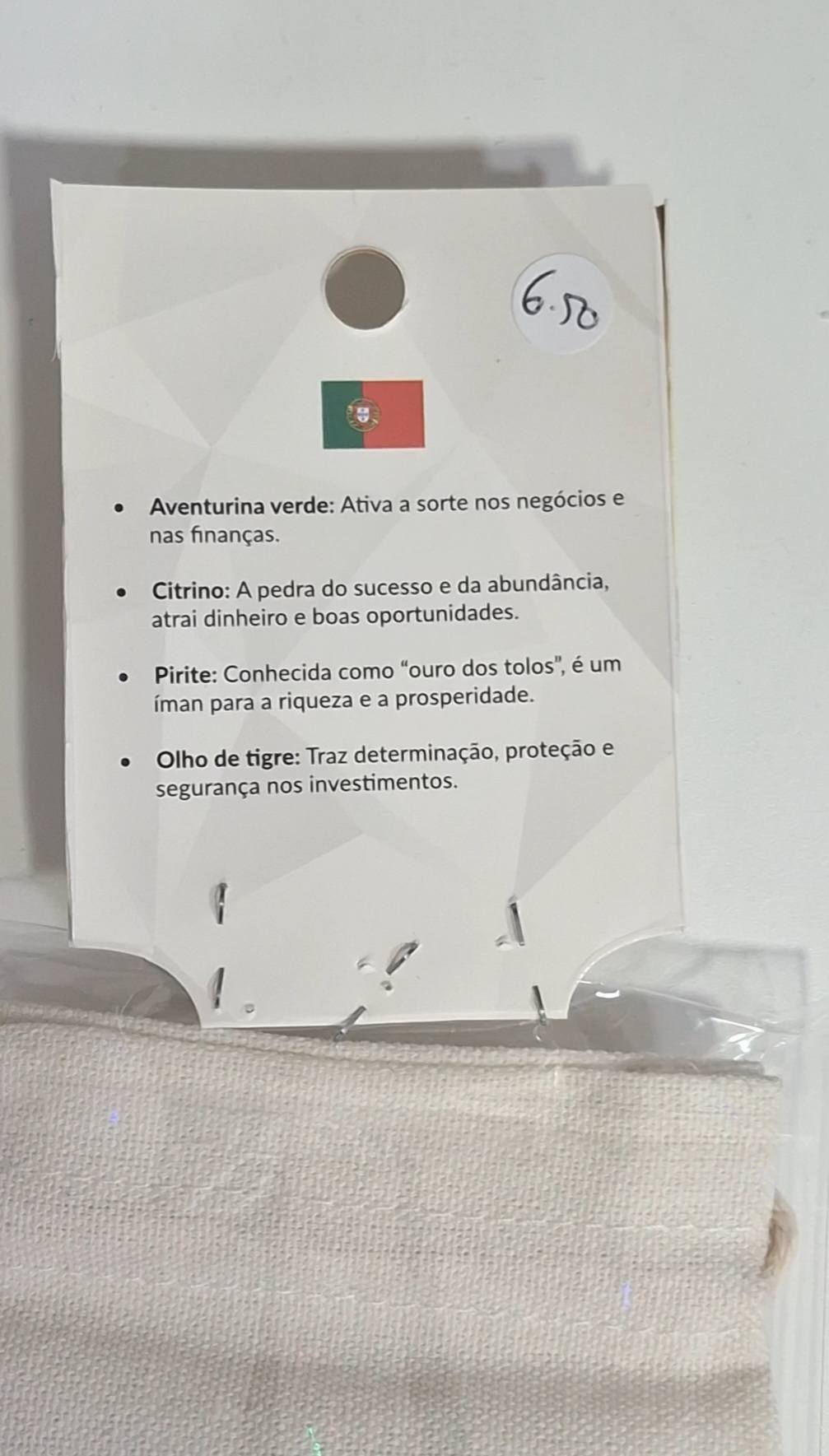 Bolsa com pedras naturais e saco de tecido - Íman de Dinheiro