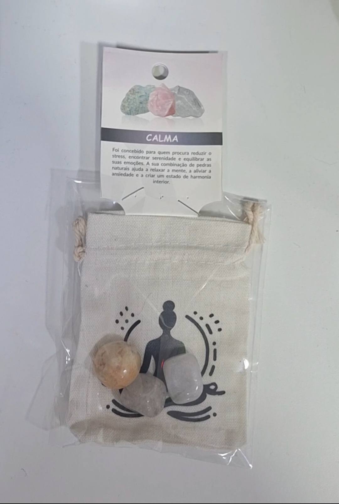 Bolsa com pedras naturais e saco de tecido - Calma