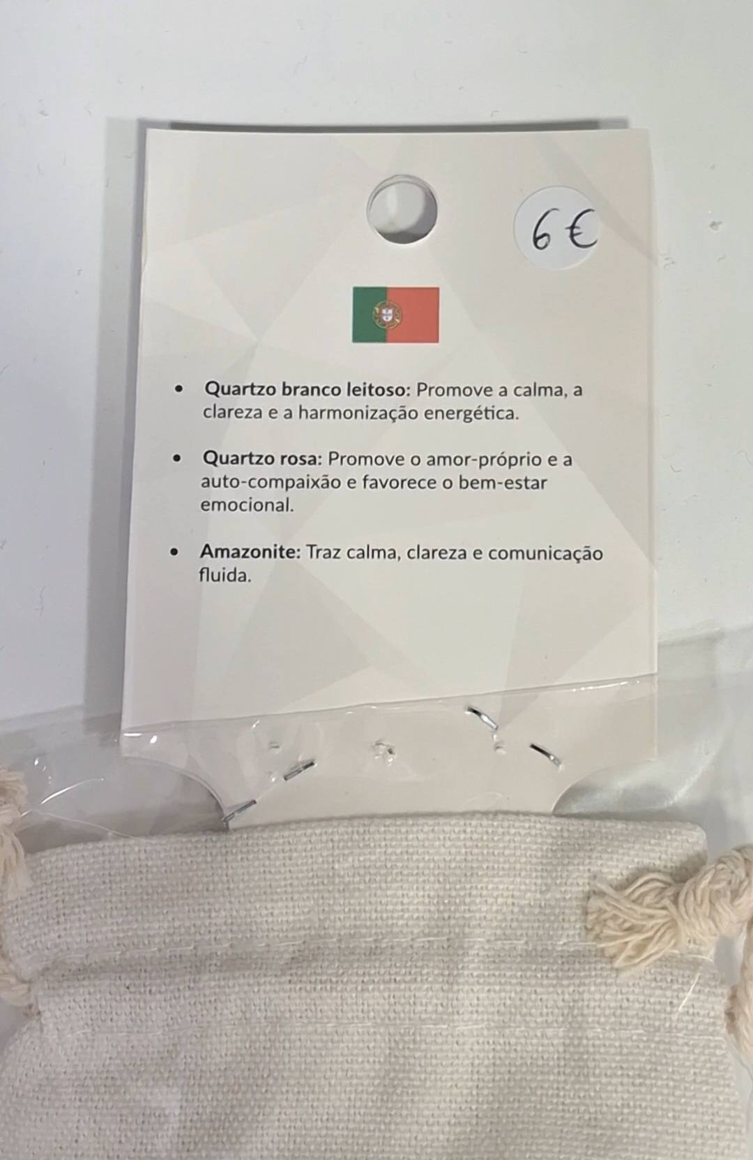 Bolsa com pedras naturais e saco de tecido - Calma
