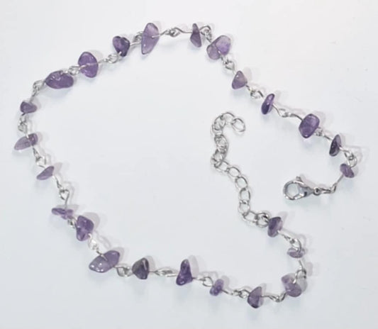 Pulseira de pé com pedra natural  Ametista