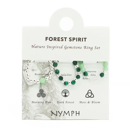 Conjunto de 1 anel com gema de espírito de ninfa - Espírito da Floresta