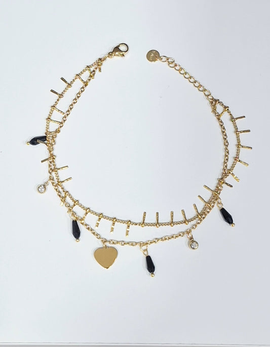 Pulseira dupla com pendentes