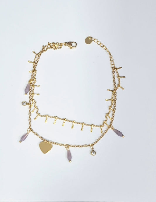 Pulseira dupla com pendentes