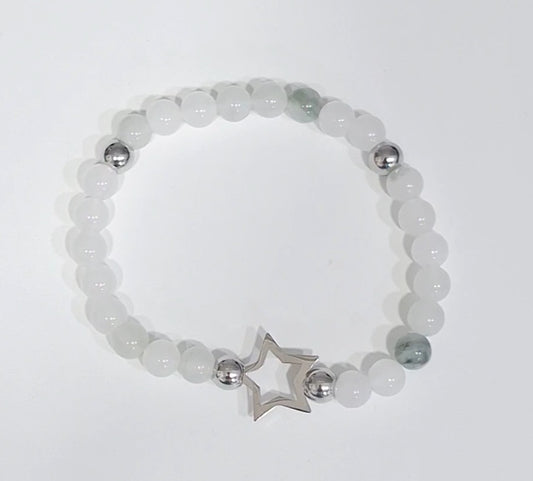 Pulseira com pedra natural Jade Branca