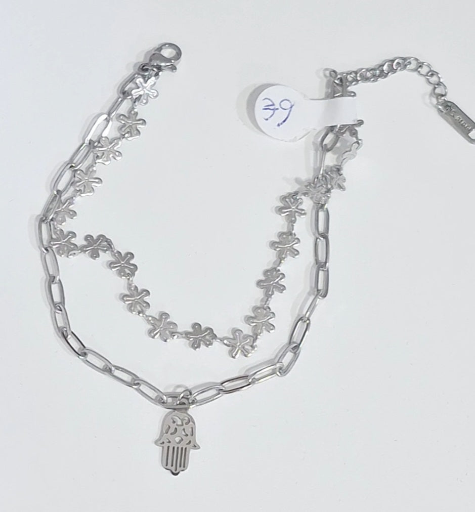 Pulseira Dupla Mão de Fátima