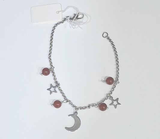 Pulseira com pedra natural Ágata Fogo