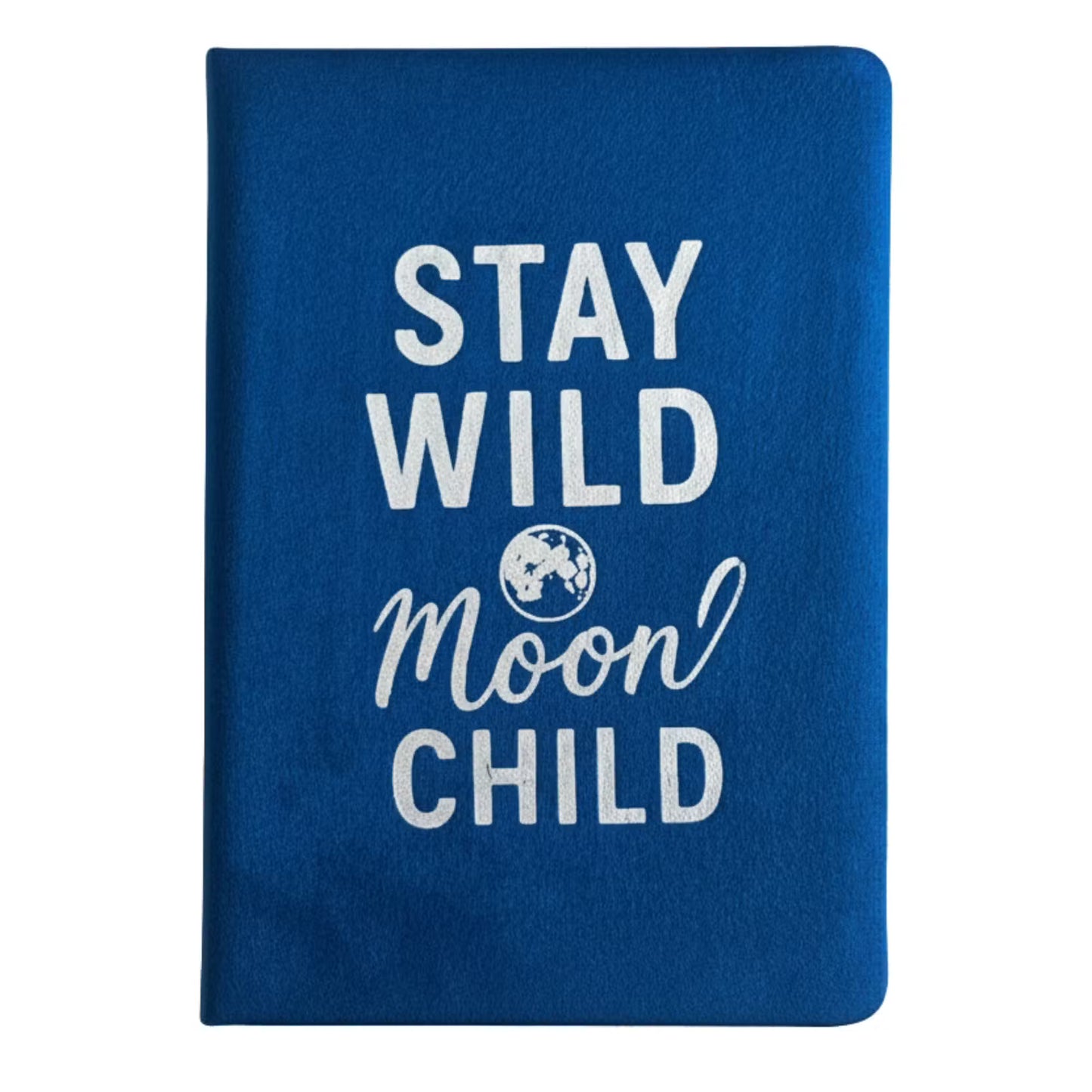 1 Caderno de Veludo Azul Escuro - 80 Páginas - Mantenha-se Selvagem, Filho(a) da Lua