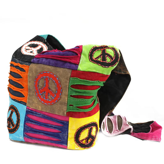 1x Bolsa Étnica Estilo Hippie - Areia / Paz