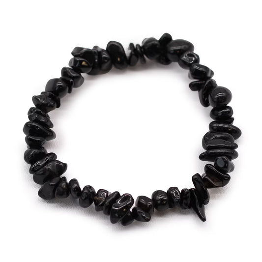 1 Pulseira com Fragmento de Pedra Preciosa - Ágata Preta (Chip)