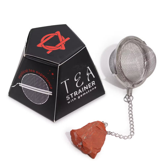 1x Coador de Chá de Cristal Bruto - Jaspe Vermelho