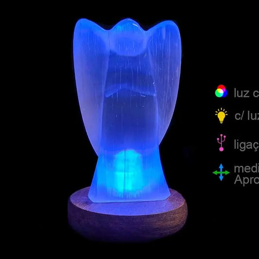 Candeeiro Selenita Anjo Usb C/Base Aprox 10cm