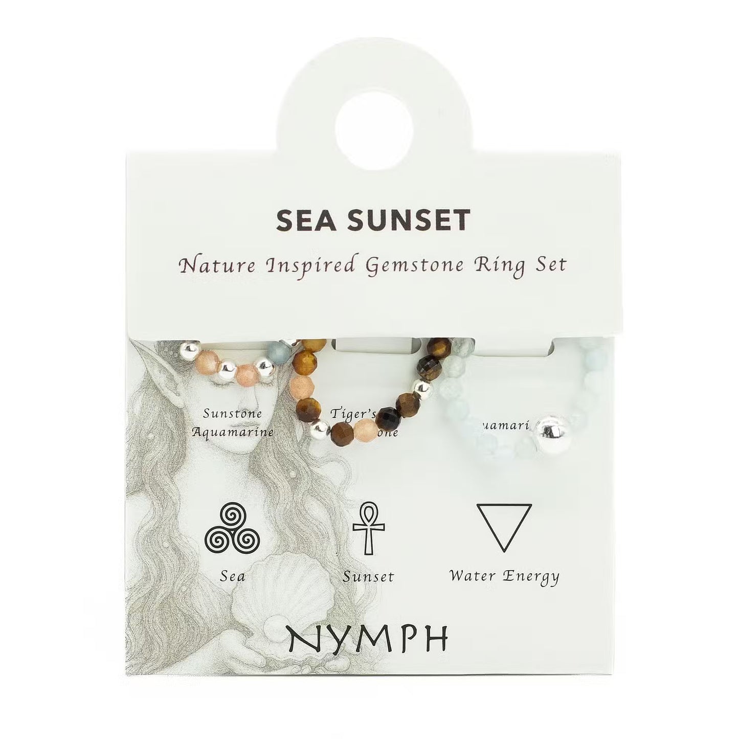 Conjunto de 1 Anel com Gema Ninfa Espiritual - Pôr do Sol Marinho