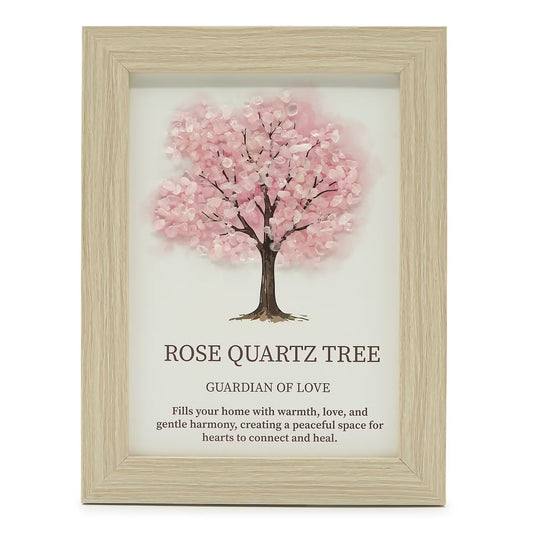 1x Quadro de Pedra Preciosa - Árvore da Vida - Quartzo Rosa (20x14,7x1cm)
