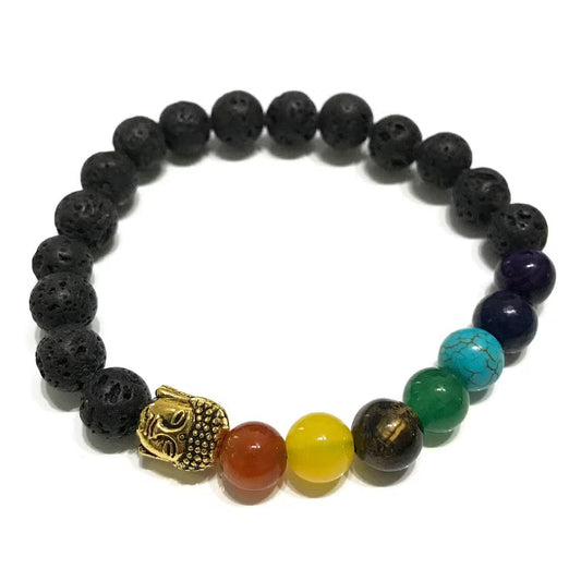 1 Pulseira de Pedra Vulcânica - Buda - Chakra