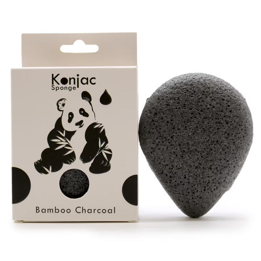 1 Esponja Facial Konjac - Carvão de Bambu - Antibacteriana